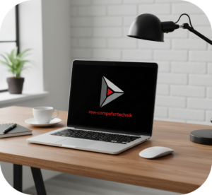 Generischer Laptop mit Logo mw-computertechnik auf dem Bildschirm.